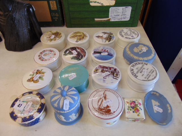 A collection of ornamental china jars, some Royal Worcester,