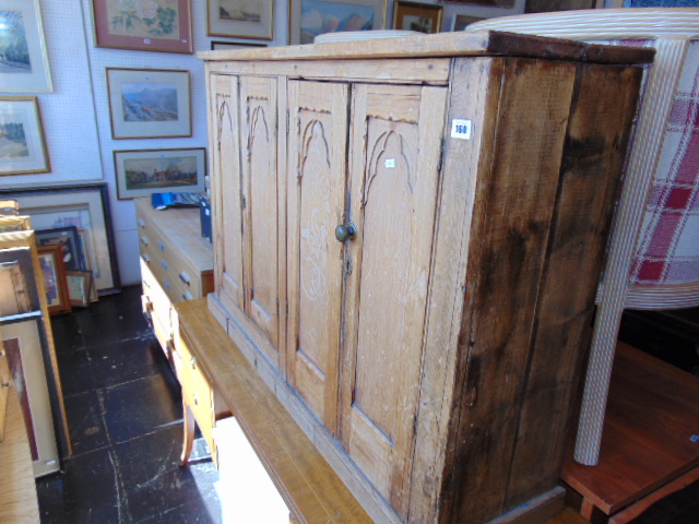 A Pine Gothic style cabinet with one interior drawer, a. - Image 2 of 2