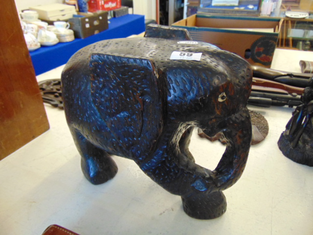 An early wooden carved Elephant, - Image 2 of 2