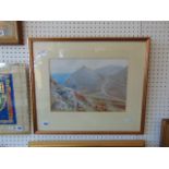 A gilt framed watercolour, river scene, signed Y.