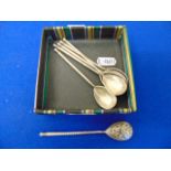 Six continental Silver decorated spoons