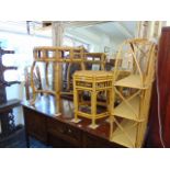 Three pieces of rattan, octagonal table, console table etc.