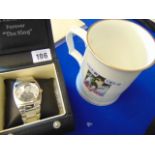 An Elvis watch boxed and tankard