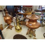 A Victorian copper and brass water urn, some markings, a.