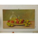 An unframed oil on canvas, still life,