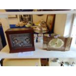 A 1960's battery mantle clock and a desktop clock