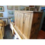 A Pine Gothic style cabinet with one interior drawer, a.