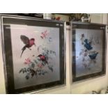 A pair of Oriental framed birds
