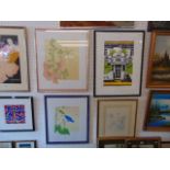 Four framed pictures,