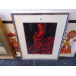 A framed oil on board, dancing lady,