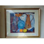 A framed oil on paper, still life, monogrammed,