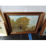 A framed oil on board, country scene,