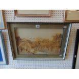 A framed Oriental cork picture