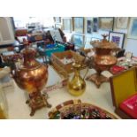 A Victorian copper and brass water urn, some markings, a.