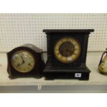 A wooden mantle clock plus another