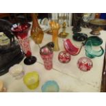 A qty of Bohemian overlay glass