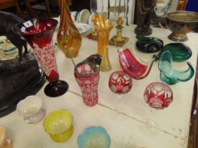 A qty of Bohemian overlay glass