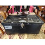 A small black storage trunk