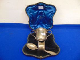 A Silver boxed Christening set,