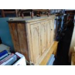 A Pine Gothic style cabinet with one interior drawer, a.