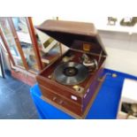 A Mahogany cased gramophone