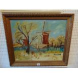 An oil on canvas, country scene,