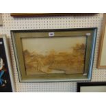 A framed Oriental cork picture