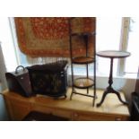 A cake stand, coal boxes,