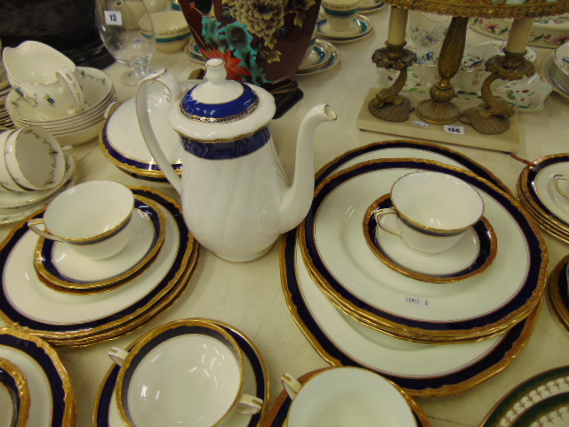 A Royal Worcester Aston blue/white/gilt part tea/ dinner service, - Image 2 of 4