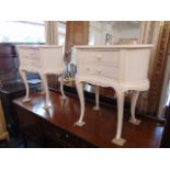 A pair of White Queen Ann style kidney shaped bed sides