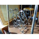 A metal wine rack