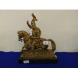 Third quarter 19th century French gilt bronze equestrian figure of a 16th century Knight,