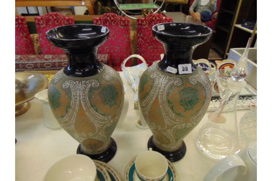 A pair of Royal Doulton Lambeth vases, - Image 2 of 4