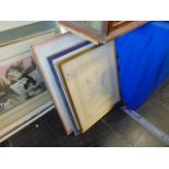 3 framed assorted prints