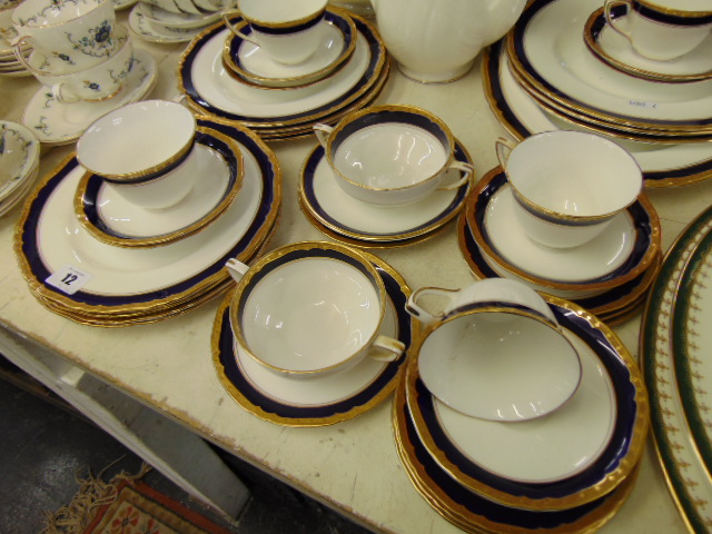 A Royal Worcester Aston blue/white/gilt part tea/ dinner service, - Image 3 of 4