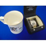 An Elvis watch boxed and tankard