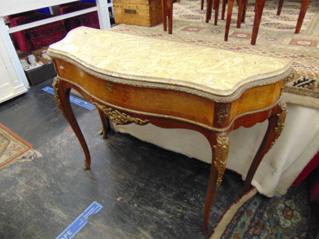 A French serpentine marble top ormulu console table