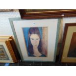 A framed and glazed signed portrait print,