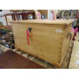 A large Pine blanket chest with original key