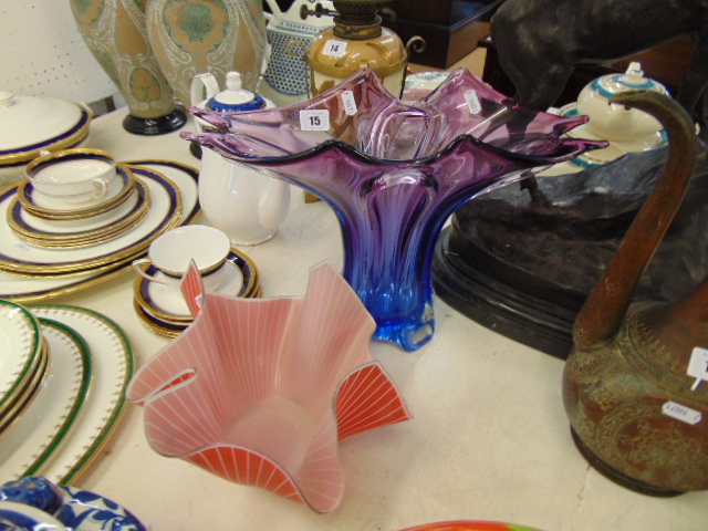 A large Murano handkerchief vase plus another vase