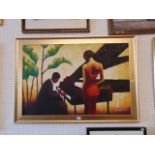 A framed painting, Singer and Pianist,