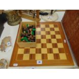 A complete wooden Chess set with board