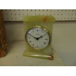 An Onyx Marble mantle clock by Azzizoff, battery, working order,