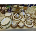 A Royal Worcester Aston blue/white/gilt part tea/ dinner service,