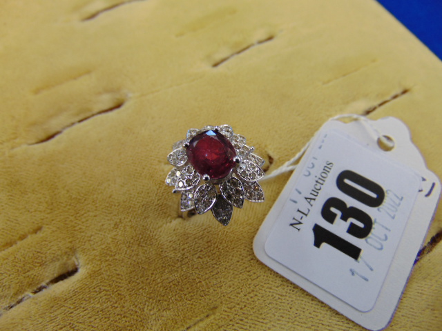 An 18ct White Gold Diamond and Ruby cocktail ring, - Image 2 of 2