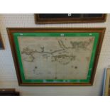 An antique sea chart in frame