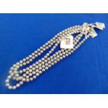 Three Grey pearl necklaces, 40cm,