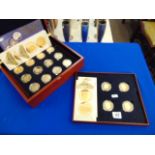 A case of 18 sterling silver gilt proof coins
