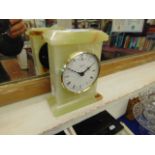 An Onyx Marble mantle clock by Azzizoff, battery, working order,