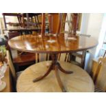 A figured Walnut circular single pedestal breakfast table